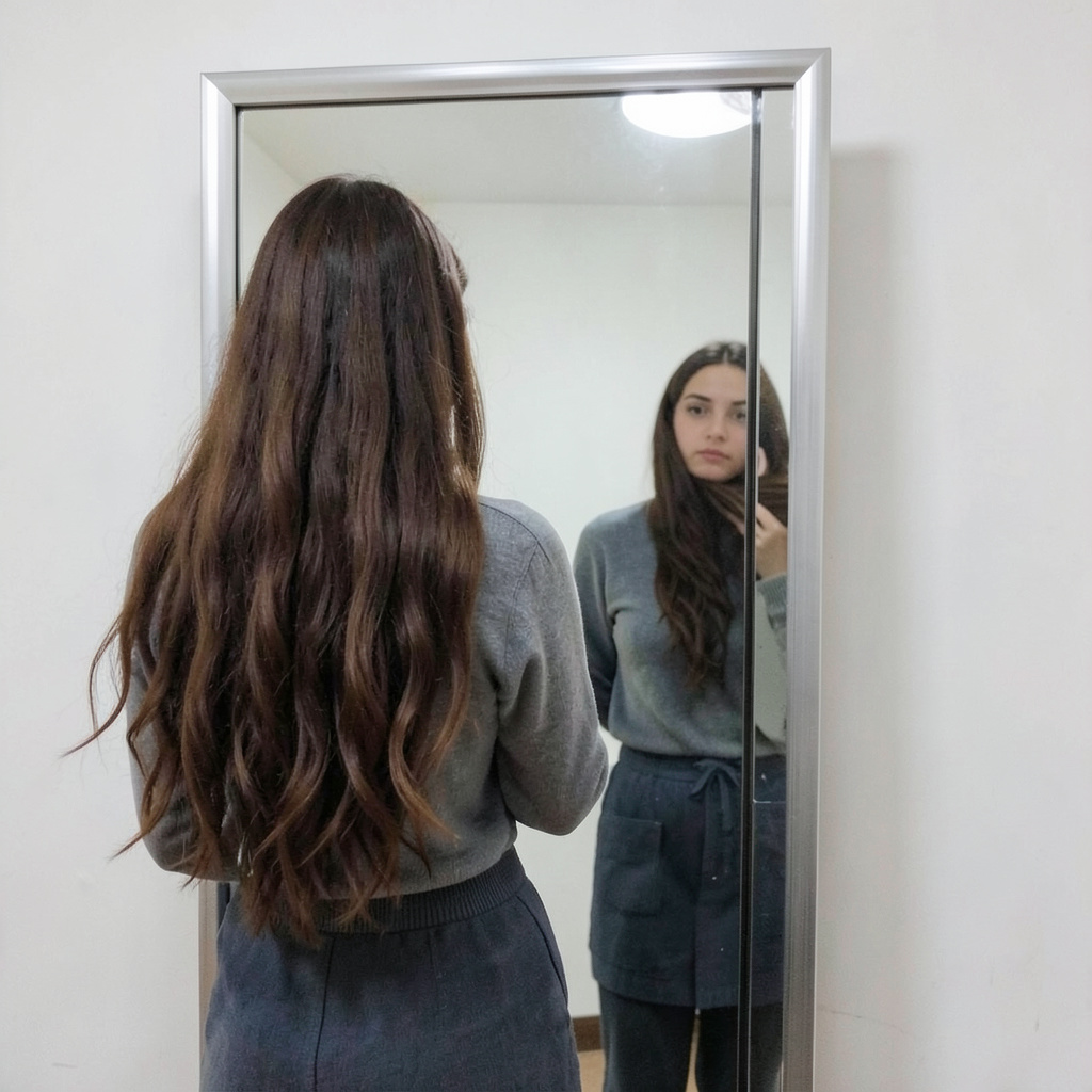 Коса в зеркале: результат