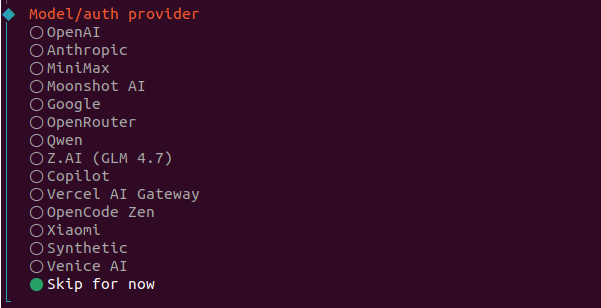 OpenClaw выбор AI провайдера